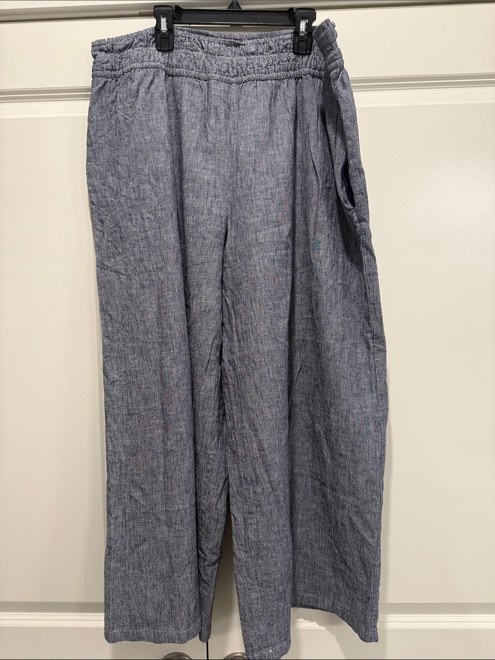 Anthropologie Wide-Leg Linen-Blend Pants in Chambray Blue